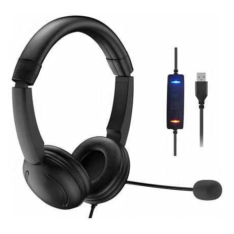 Tuff-Luv Classic USB-A Headset with Microphone & Volume Control Black MF3882