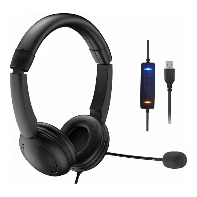 Tuff-Luv Classic USB-A Headset with Microphone & Volume Control Black MF3882