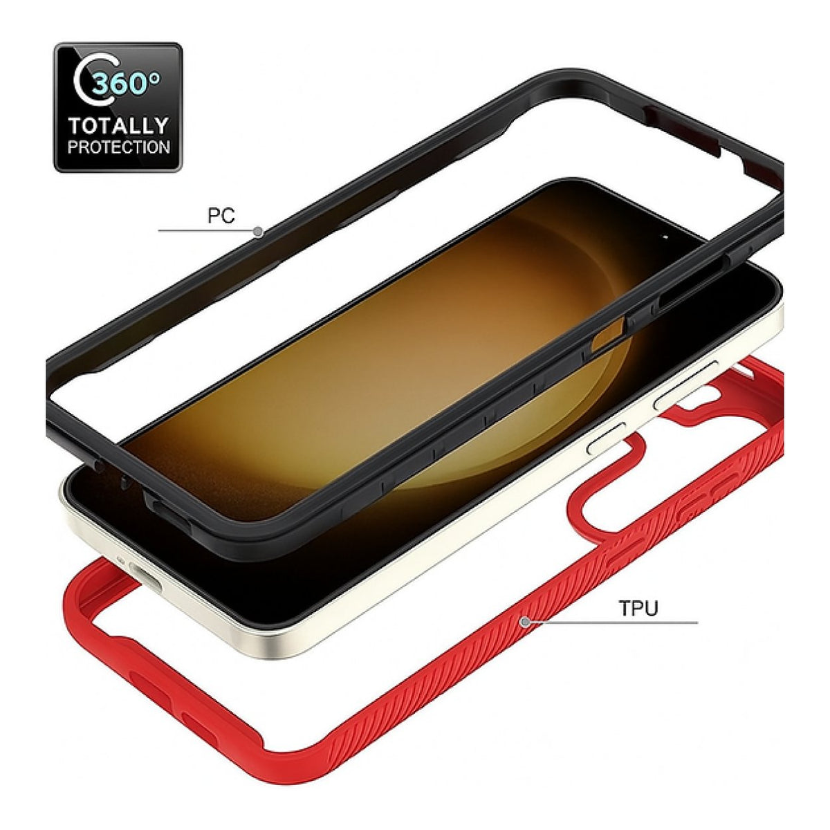 Tuff-Luv Rugged Vault Case with Built-In Screen Protector for Samsung Galaxy A56 5G Red MF4050