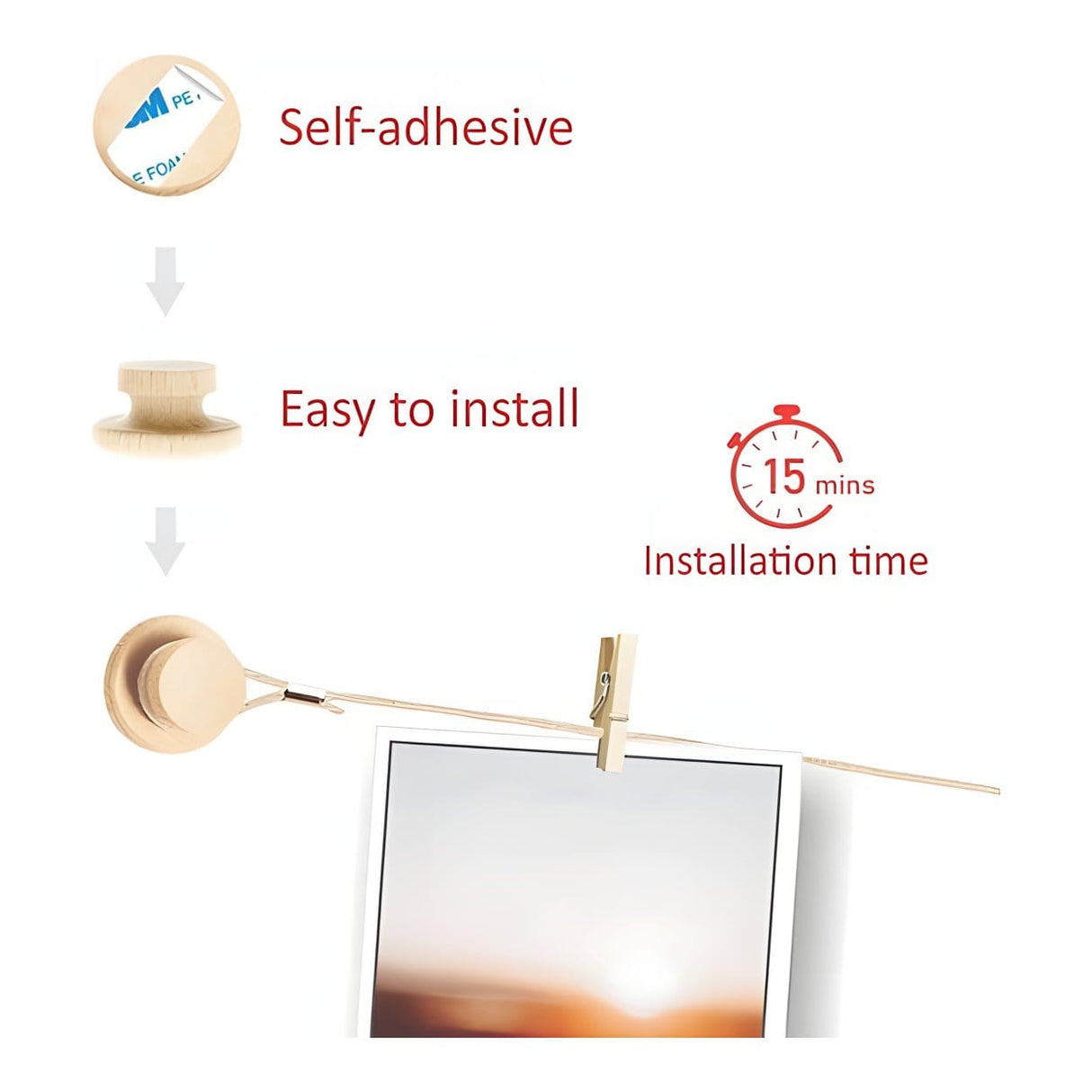 Tuff-Luv Hanging Photo Display for Wall Decor Clips MF4098