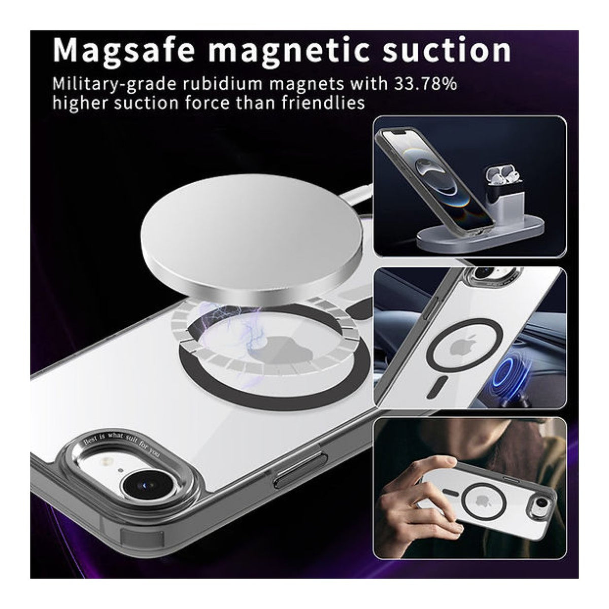 Tuff-Luv Tough Acrylic 2-Tone MagSafe Case for Apple iPhone 16e/17e Clear/Black MF4171