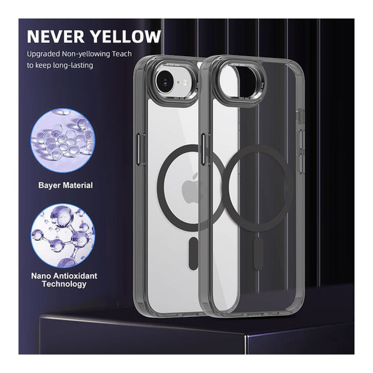 Tuff-Luv Tough Acrylic 2-Tone MagSafe Case for Apple iPhone 16e/17e Clear/Black MF4171
