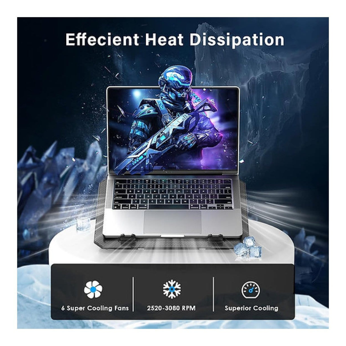 Tuff-Luv 6 Quiet Fans Notebook Cooler for 12-17-inch Notebooks Black MF4178