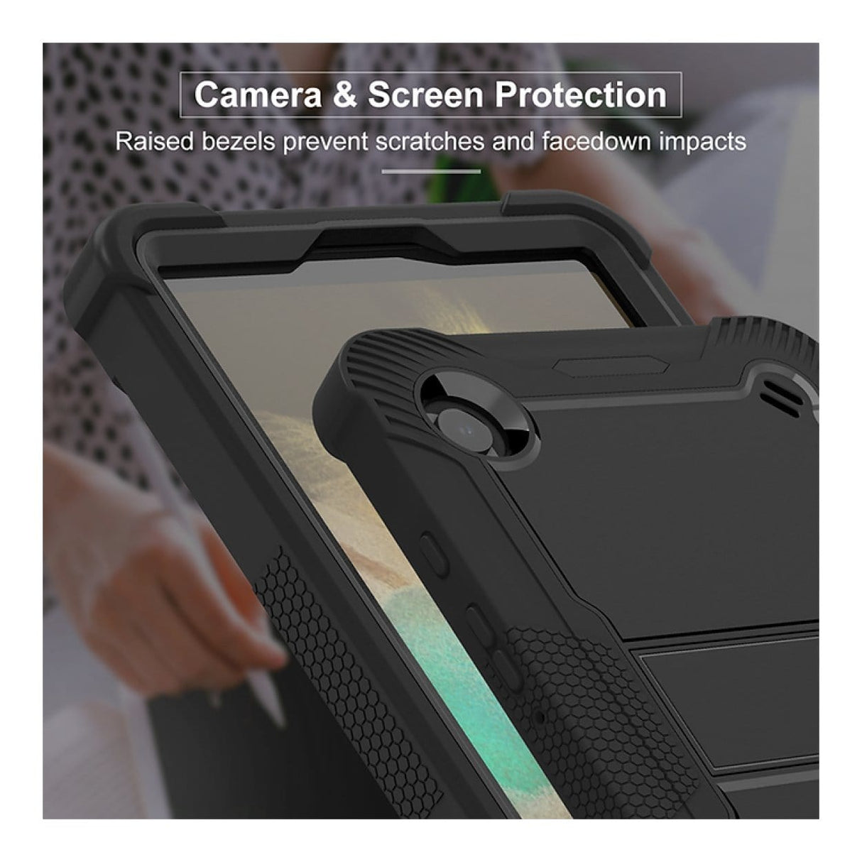 Tuff-Luv Rugged Case with Stand For Galaxy Tab A11 SM-X133/X135 Black MF4216