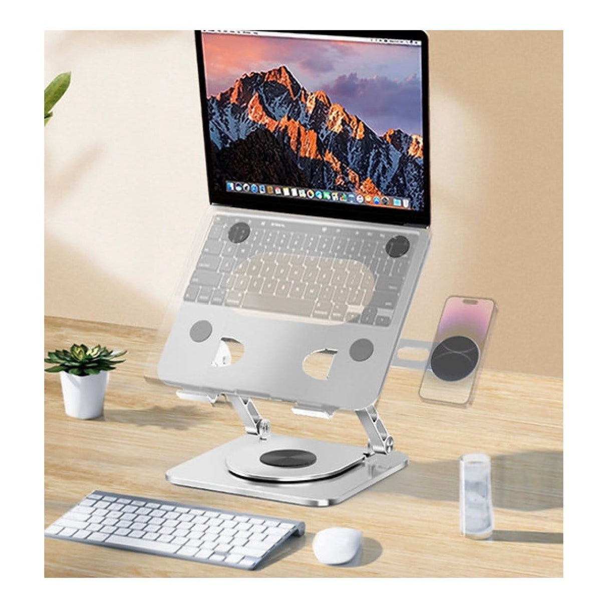 Tuff-Luv 17-inch 360 Degree Rotatable Notebook Stand with MagSafe Phone Holder MF4276