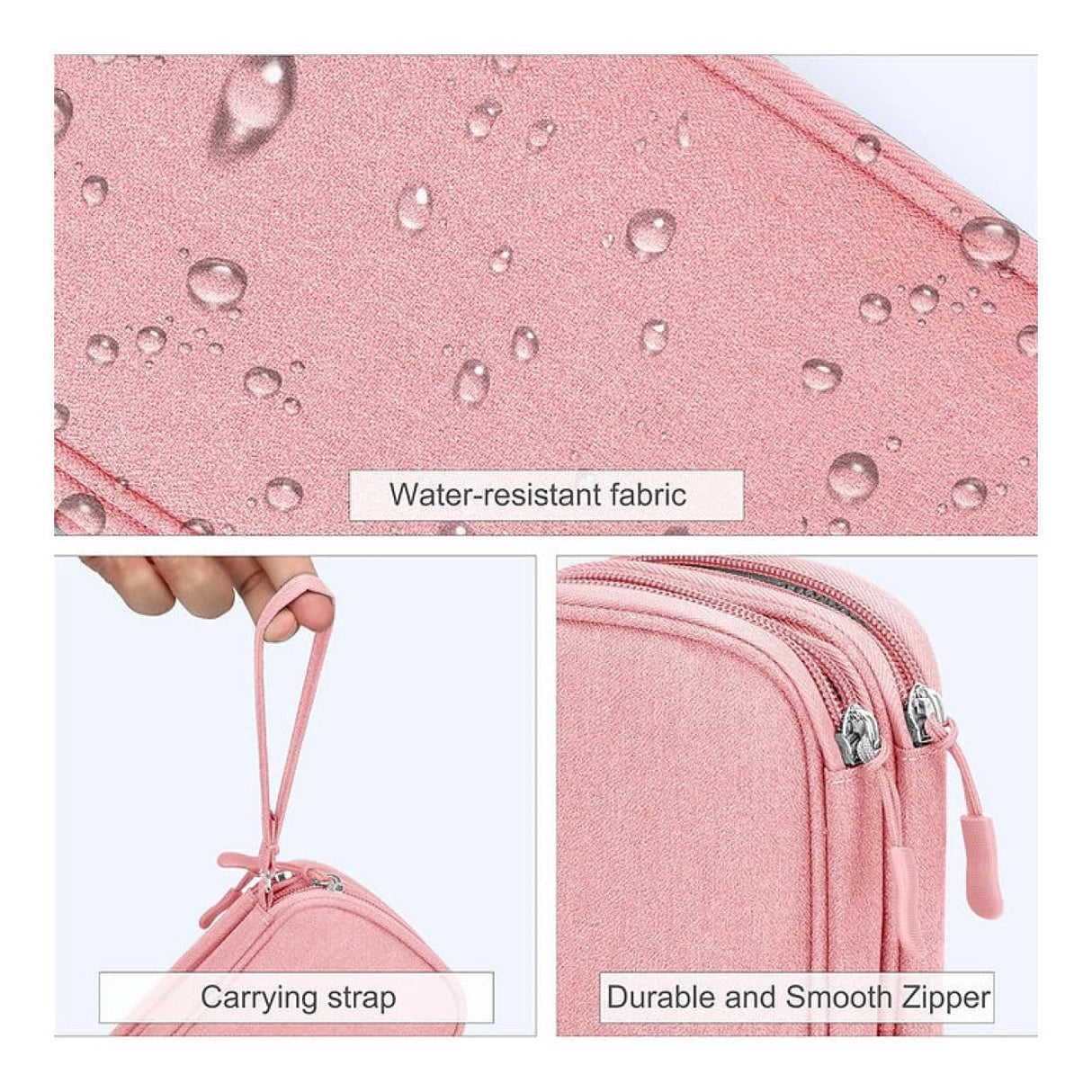 Tuff-Luv Essential Waterproof Travel Charger/PowerBank and Cable Organizer Pink MF4305