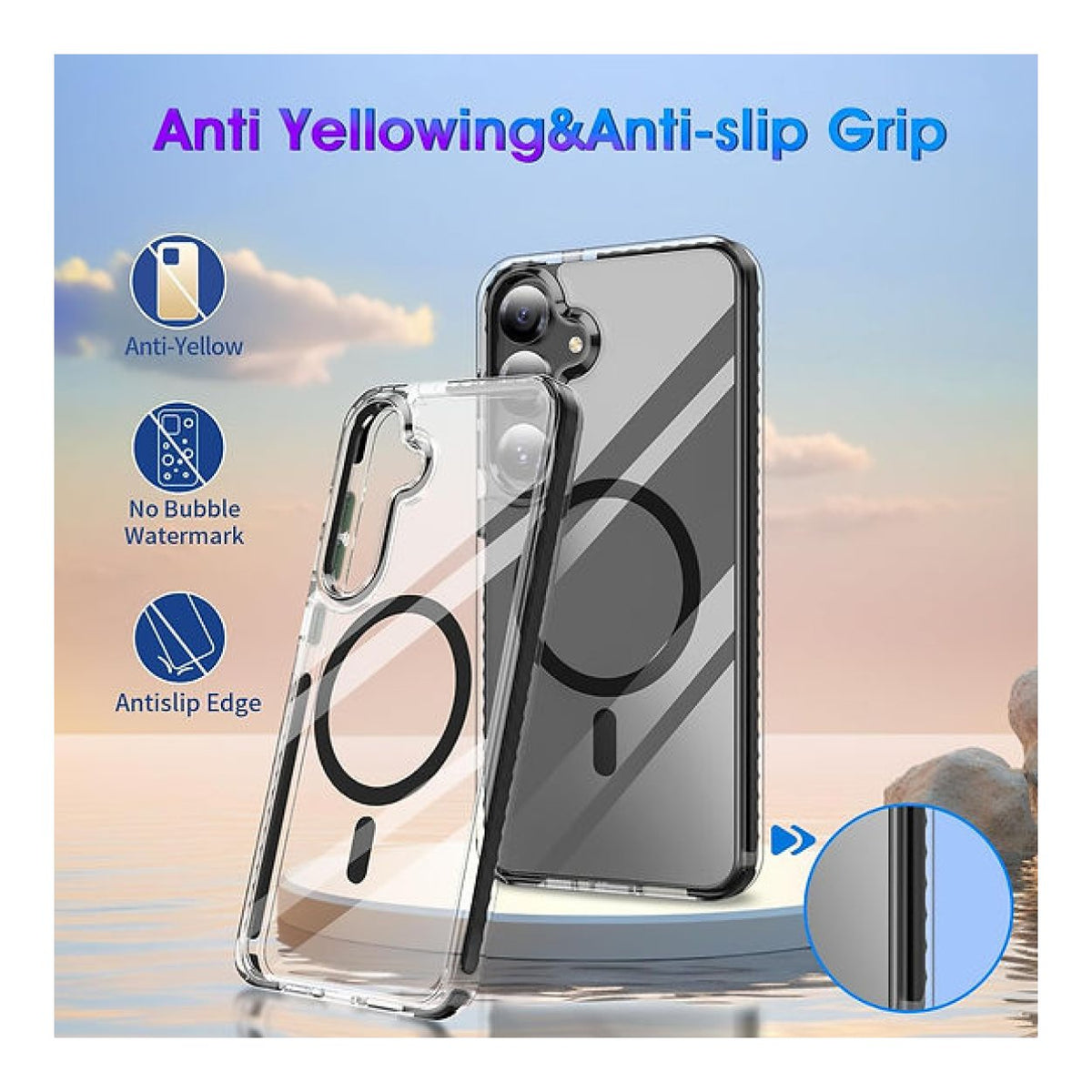 Tuff-Luv Magnetic Mobile Case for Samsung Galaxy S25 FE Clear/Black MF4368