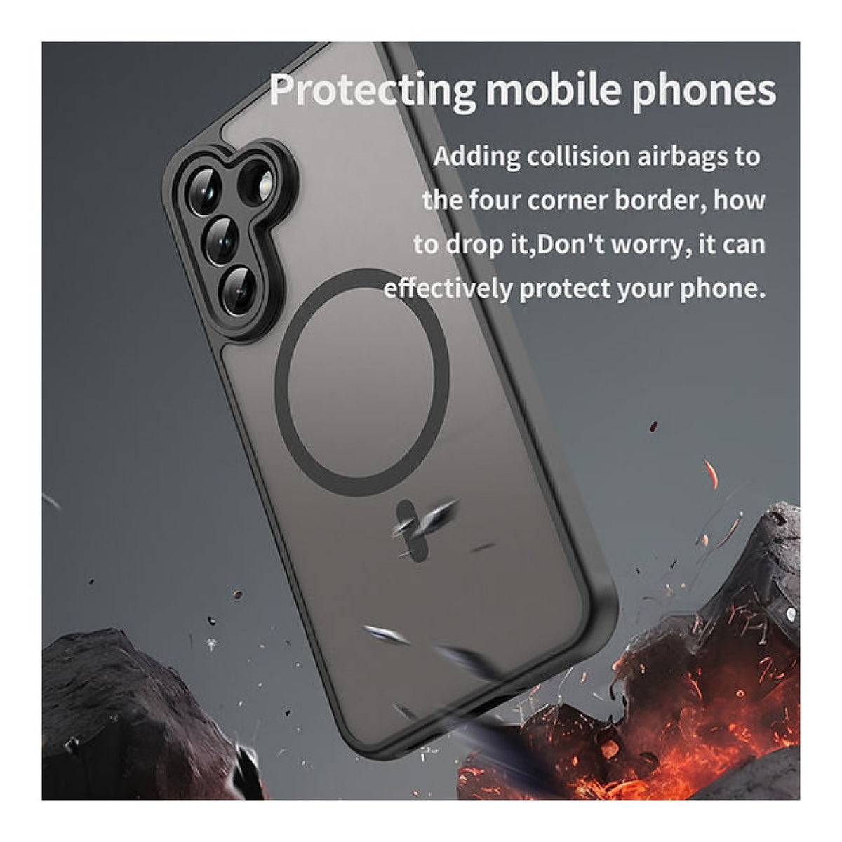 Tuff-Luv Magnetic Phone Case with Built-In Magnetic Ring for Samsung Galaxy A37 5G Smoke Black MF4401