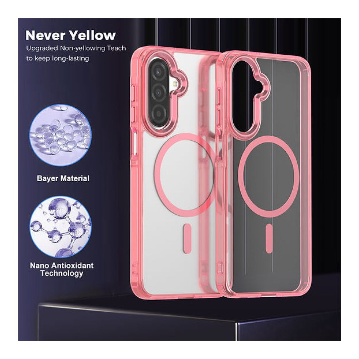 Tuff-Luv MagSafe Compatible Magnetic Case for Samsung Galaxy S26 Clear/Pink MF4478