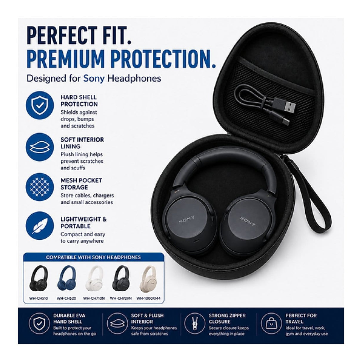 Tuff-Luv Hard Headphone Carry Case Black MF4499