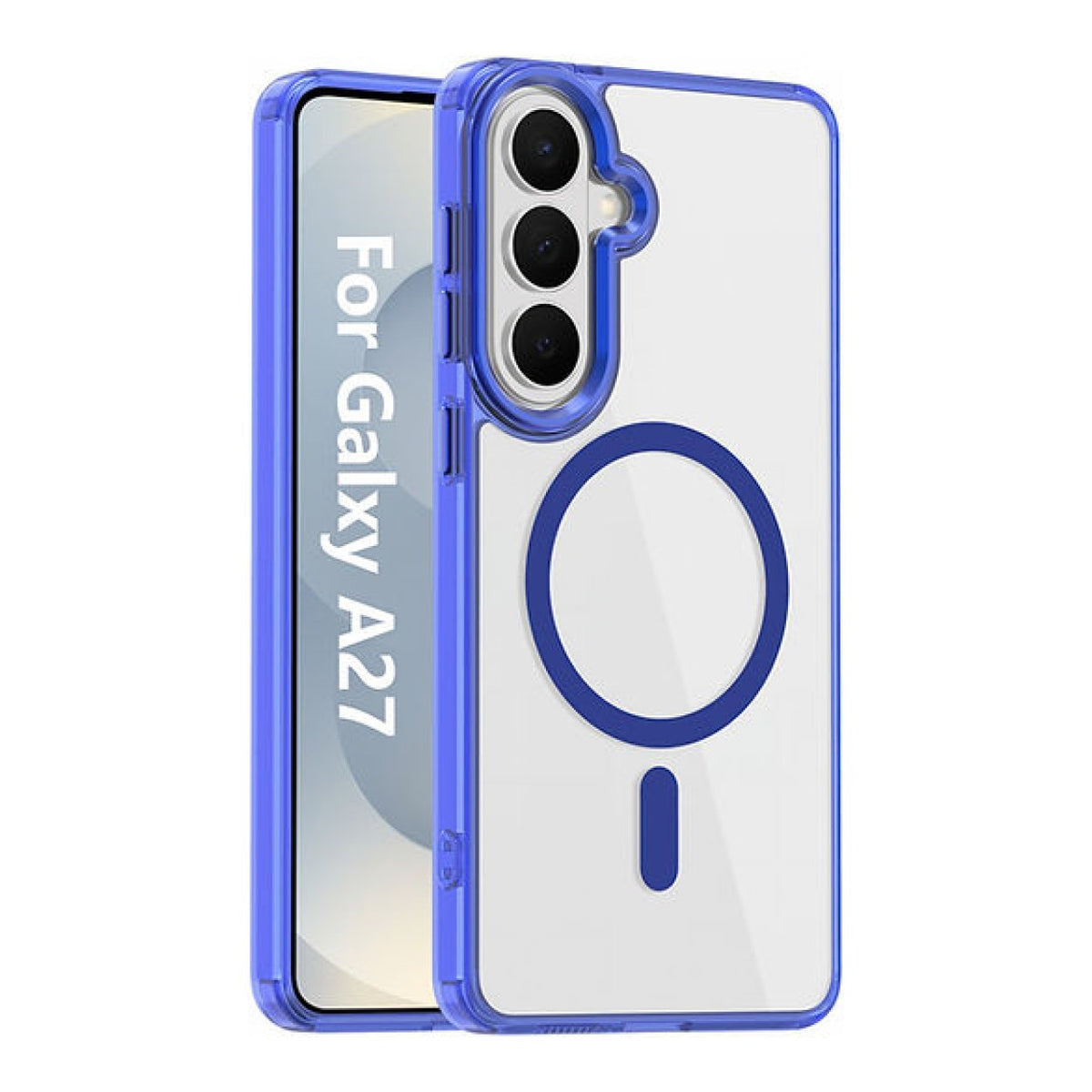 Tuff-Luv Magnetic TPU Case with Built-In Ring for Samsung Galaxy A27 5G Clear/Blue MF4528