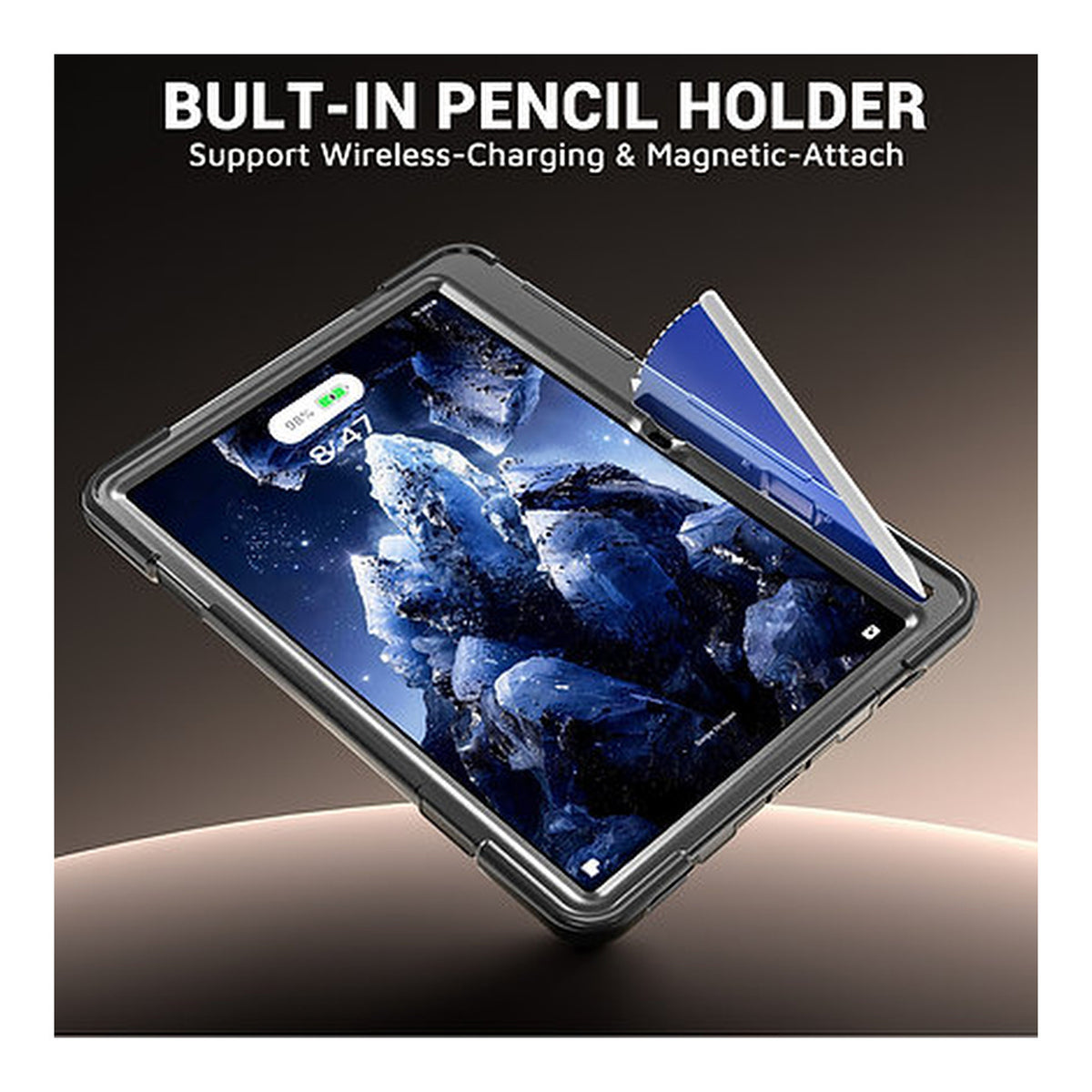 Tuff-Luv Armour Jack Rugged Case with Armstrap, Handstrap and Pen Holder for Samsung Galaxy Tab S12+ 12.4 Black MF4628