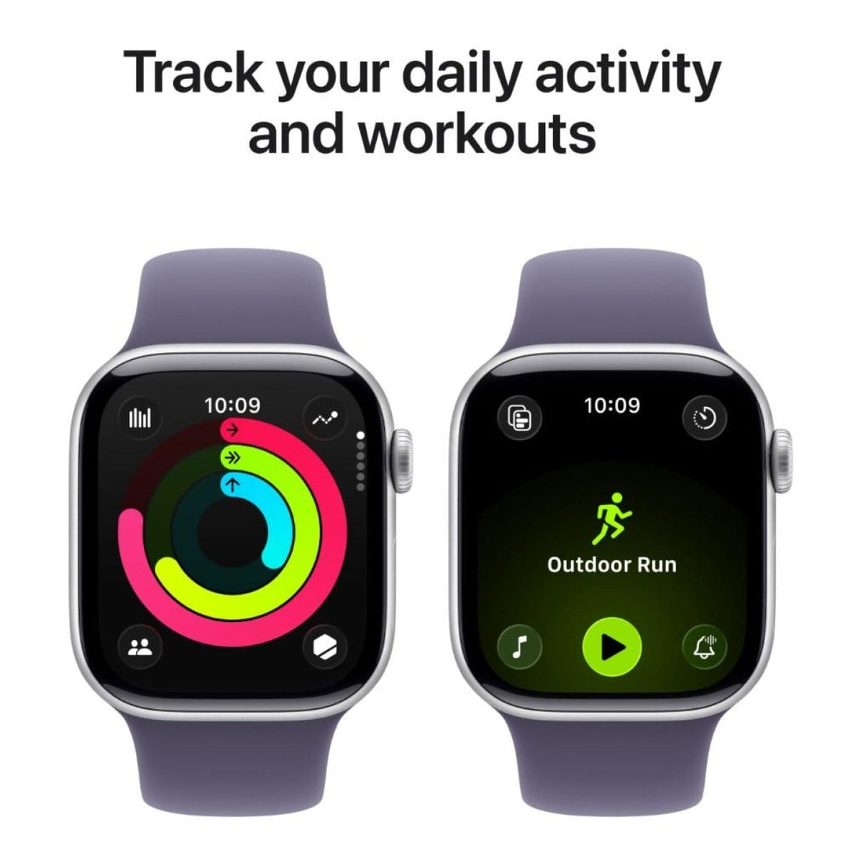 Apple Watch Series 11 GPS + Cellular 46mm Silver Aluminium Case with Purple Fog Sport Band M/L