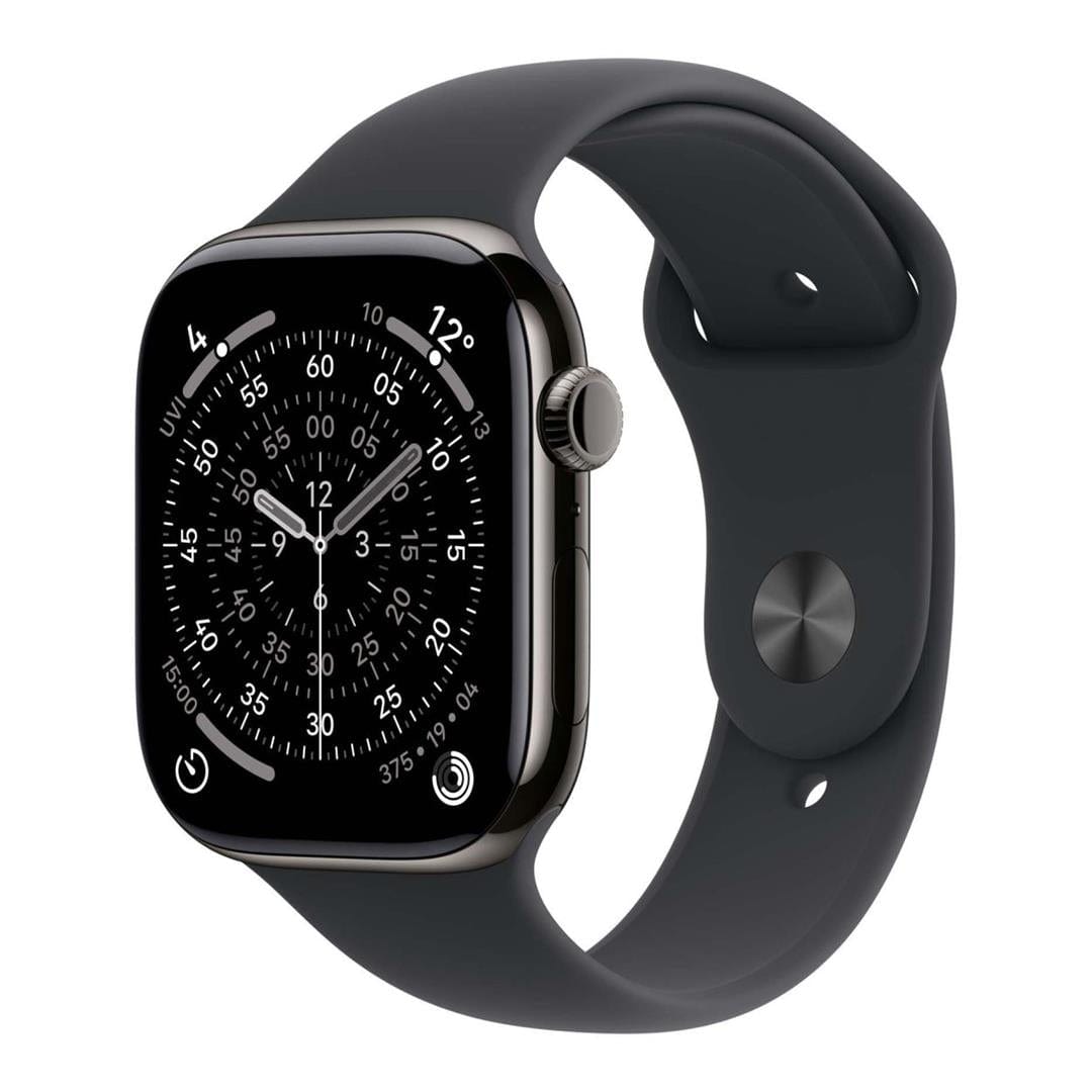 Apple Watch Series 11 GPS + Cellular 46mm Slate Titanium Case with Black Sport Band M/L