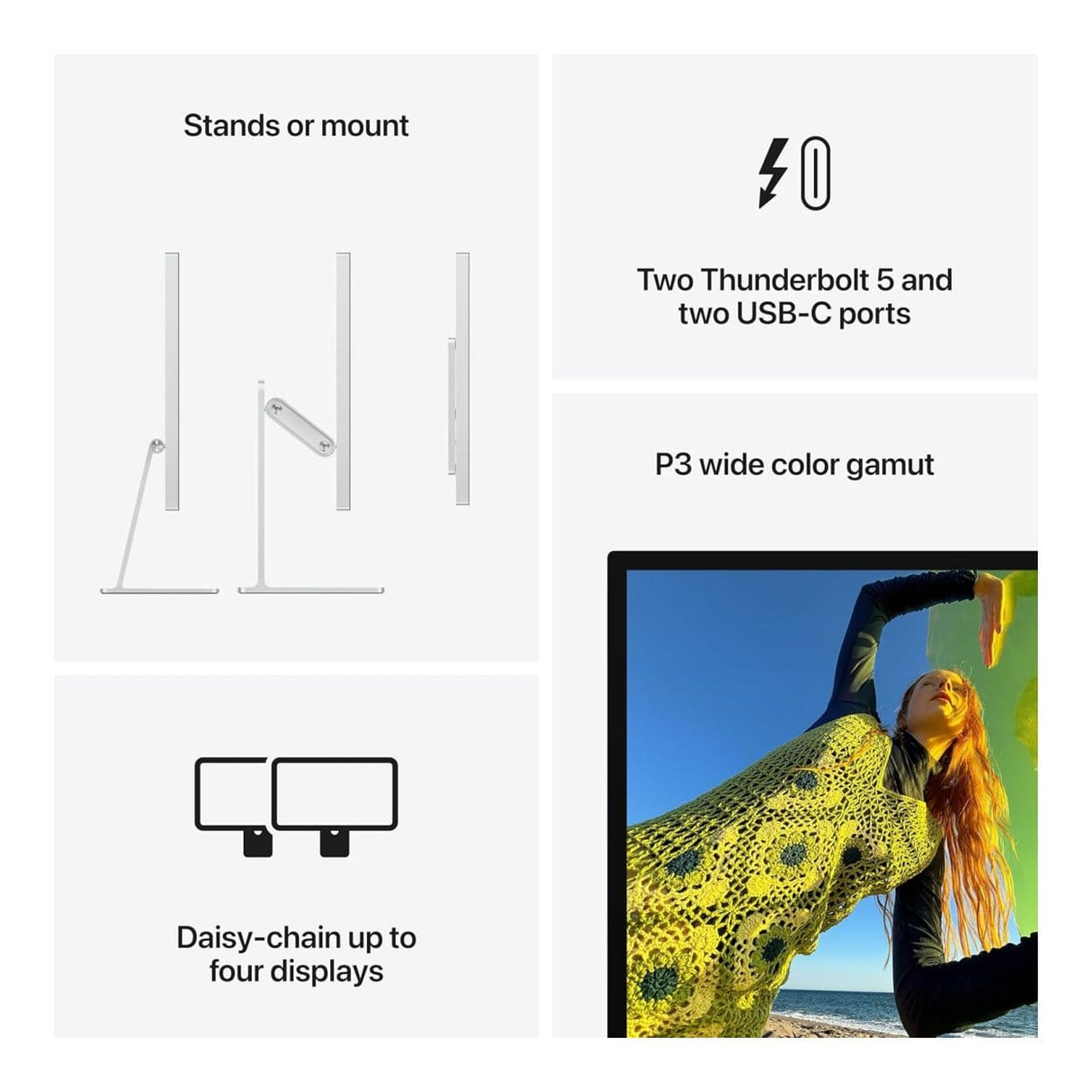 Apple Studio Display MFEX4SO/A 27-inch 5120 x 2880p 5K 16:9 60Hz 15ms IPS LCD Monitor