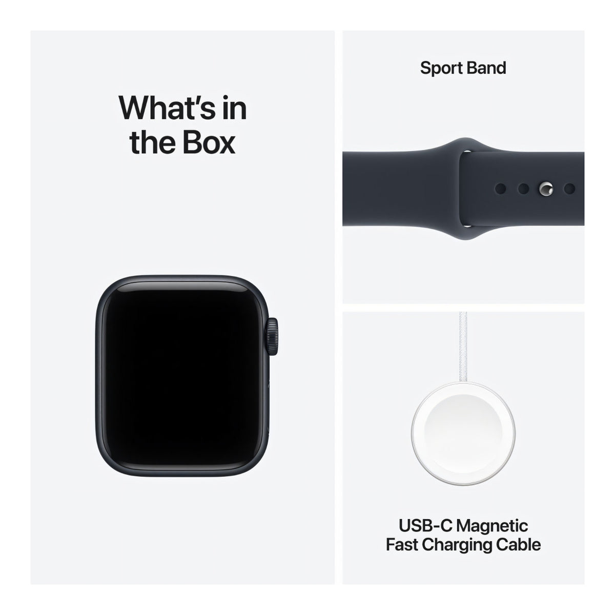 Apple Watch SE 3 GPS 44mm Midnight Aluminium Case with Navy Blue Sport Band S/M MJL74AF/A
