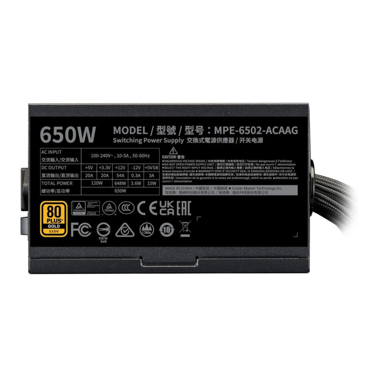 Cooler Master MWE G Gold 650 V2 650W 80 Plus Gold ATX Power Supply MPE-6502-ACAAG