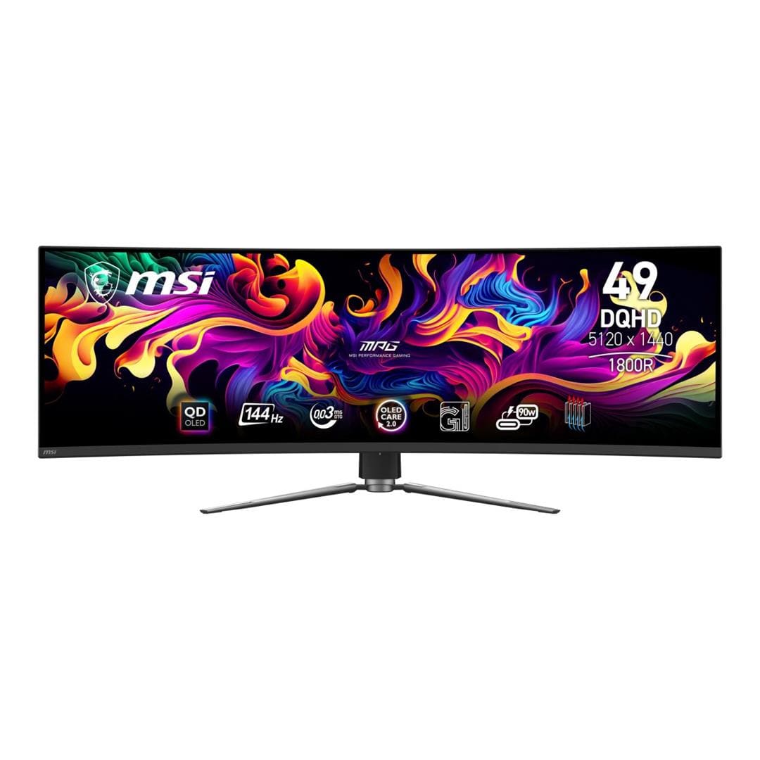 MSI MPG 491CQP QD-OLED 49-inch 5120 x 1440p DQHD 32:9 144Hz 0.03ms QD-OLED Curved Gaming Monitor