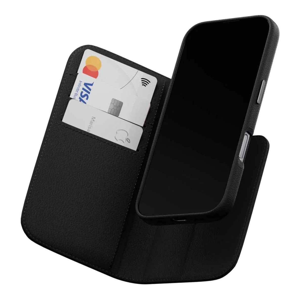 MagEasy Card Folio M Flip Leather Phone Case for iPhone 16 Pro - Black MPH66P263BK24