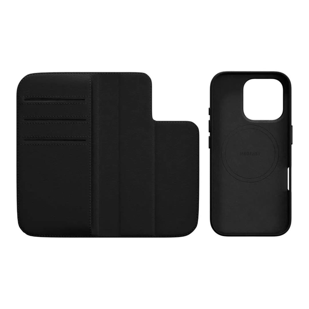 MagEasy Card Folio M Flip Leather Phone Case for iPhone 16 Pro - Black MPH66P263BK24