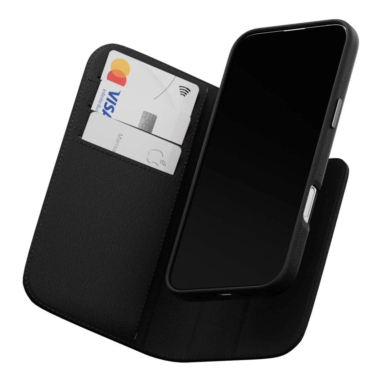 MagEasy Card Folio M Flip Leather Phone Case for iPhone 16 Pro Max - Black MPH67P263BK24