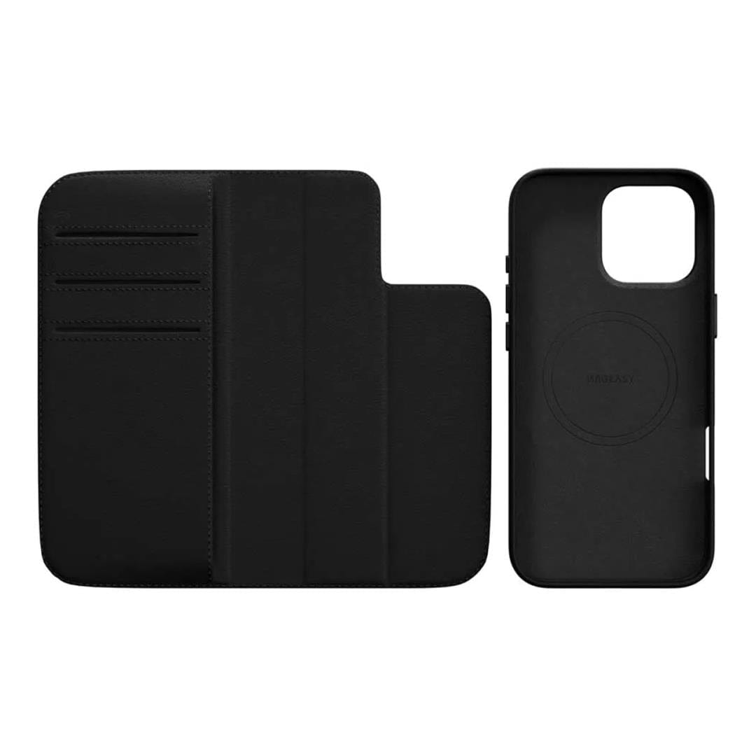 MagEasy Card Folio M Flip Leather Phone Case for iPhone 16 Pro Max - Black MPH67P263BK24