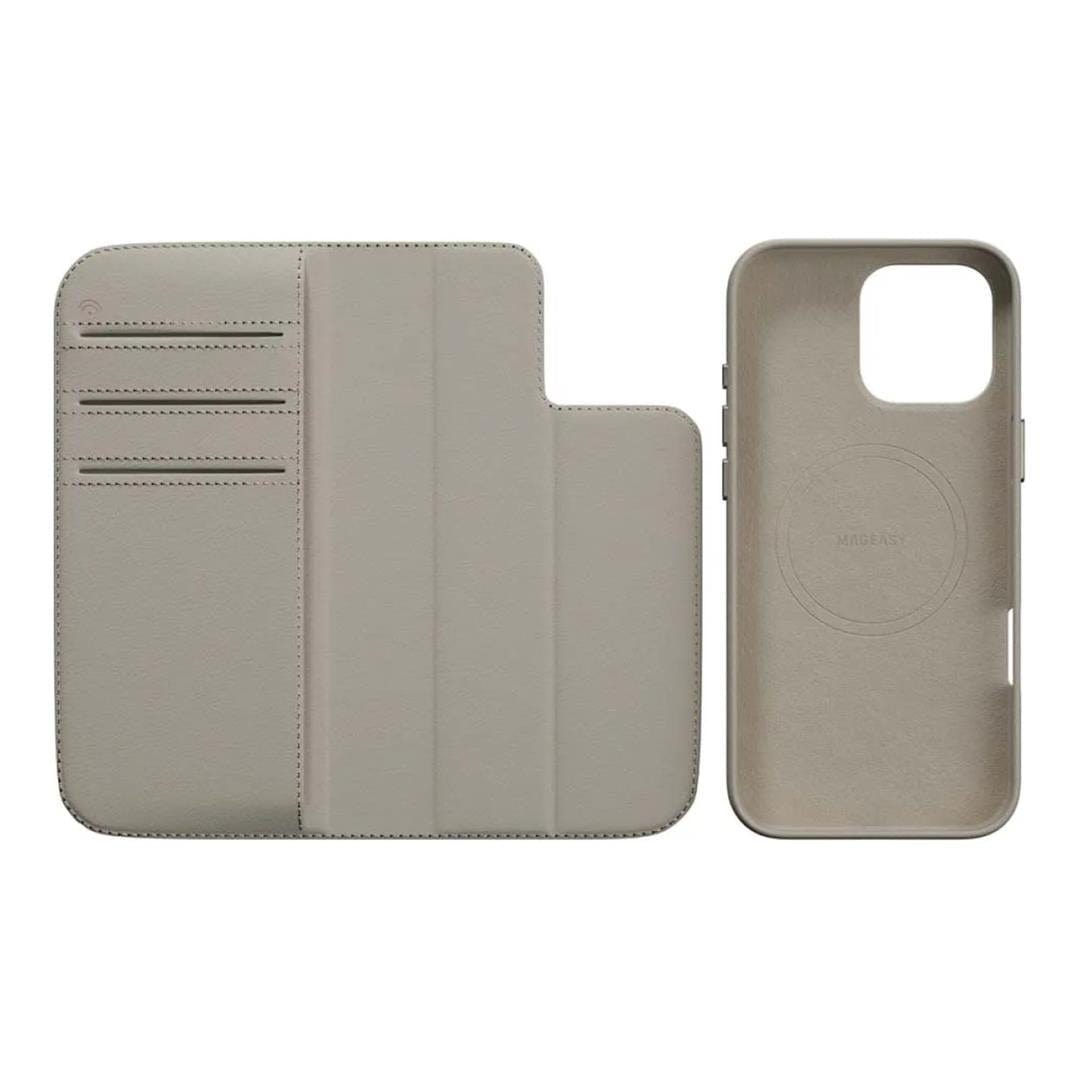 MagEasy Card Folio M Flip Leather Phone Case for iPhone 16 Pro Max - Starlight MPH67P263SI24