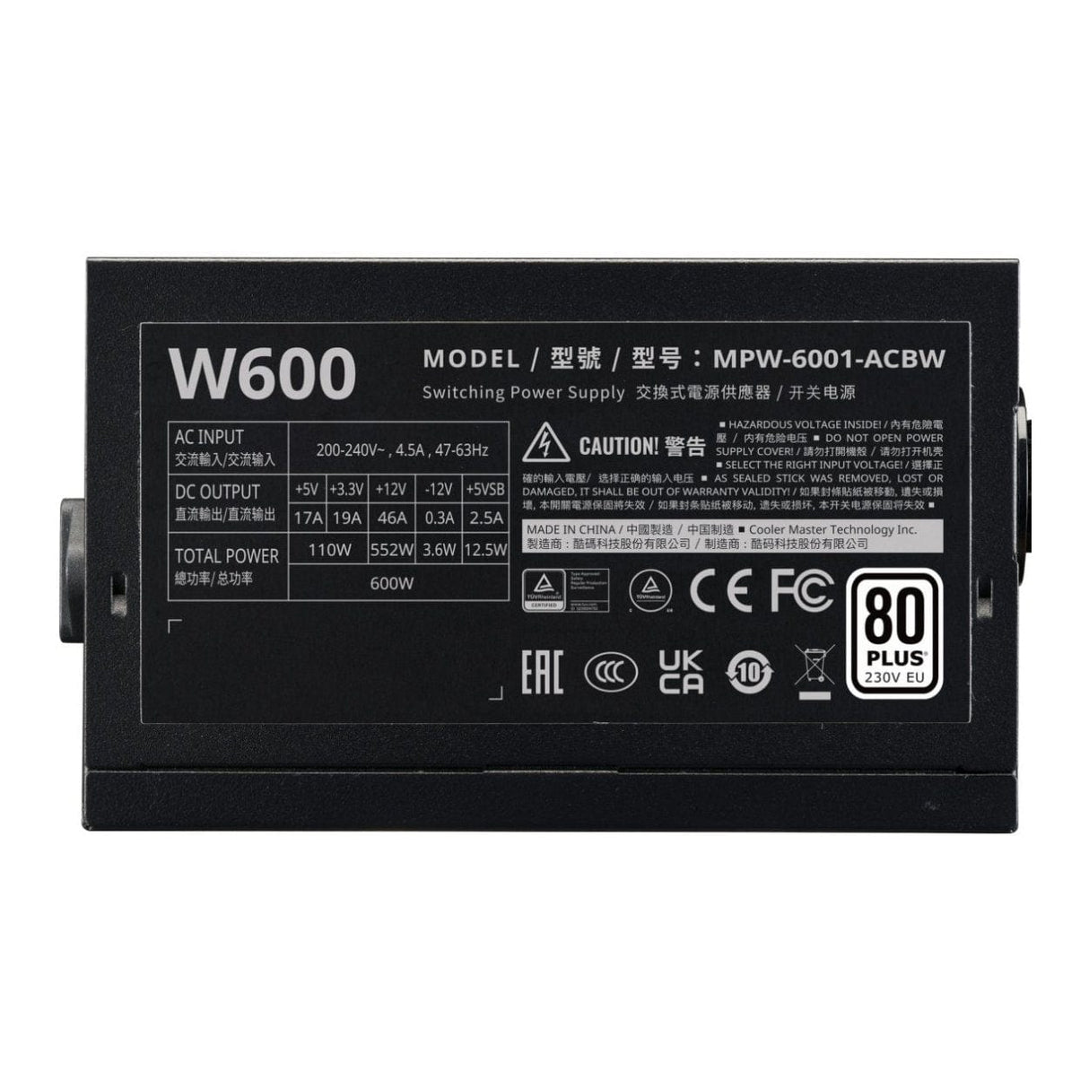 Cooler Master Elite NEX White W600 600W 80 Plus White ATX Power Supply MPW-6001-ACBW-B