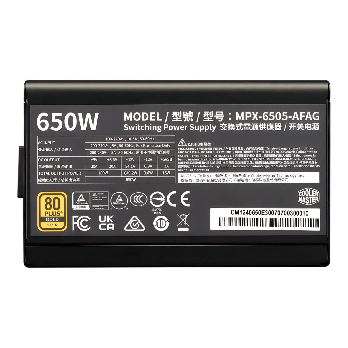 Cooler Master Elite Gold 650W 80 PLUS Gold Modular ATX 3.1 Power Supply MPX-6505-AFAG-BEU