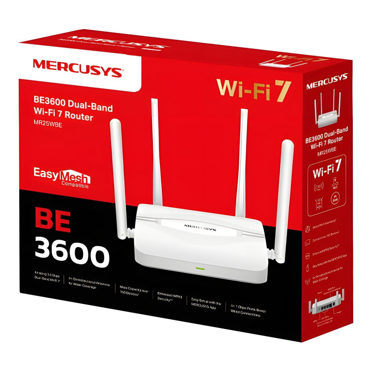 Mercusys MR25WBE BE3600 Wi-Fi 7 Wireless Router - Dual Band 2.4GHz and 5GHz Gigabit Ethernet
