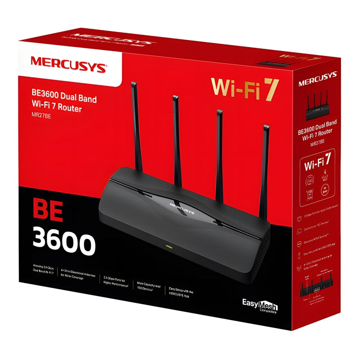 Mercusys MR27BE BE3600 Wi-Fi 7 Wireless Router - Dual Band 2.4GHz and 5GHz Gigabit Ethernet