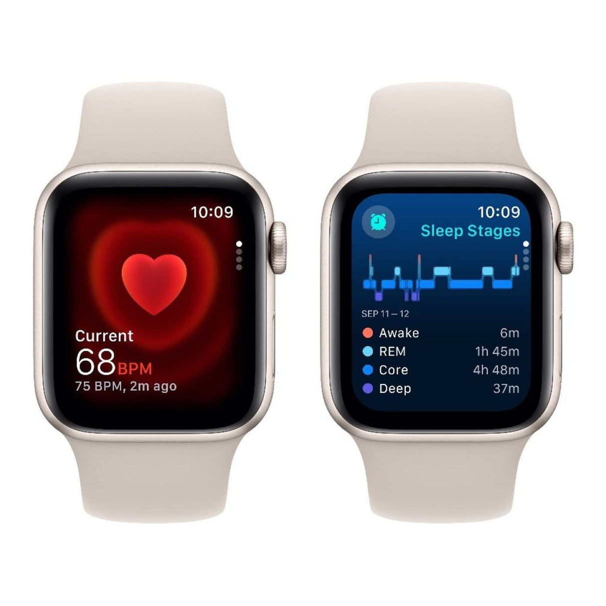 Apple Watch SE GPS 44mm Starlight Aluminium Case with Starlight Sport Band M/L MRGX3QR/A