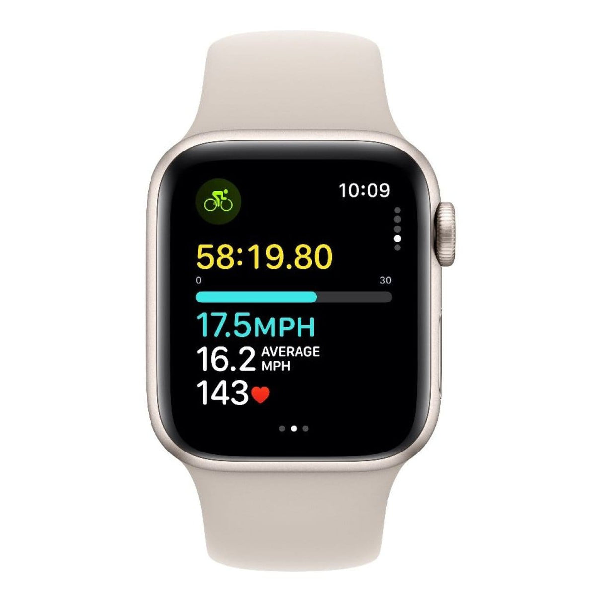 Apple Watch SE GPS 44mm Starlight Aluminium Case with Starlight Sport Band M/L MRGX3QR/A