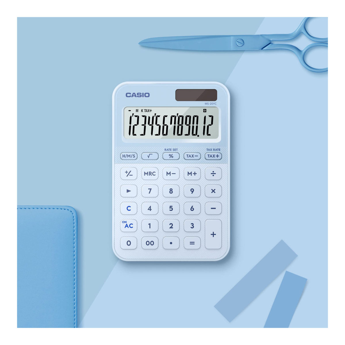 Casio MS-20YC-LB 12-Digit Desk Calculator - Light Blue