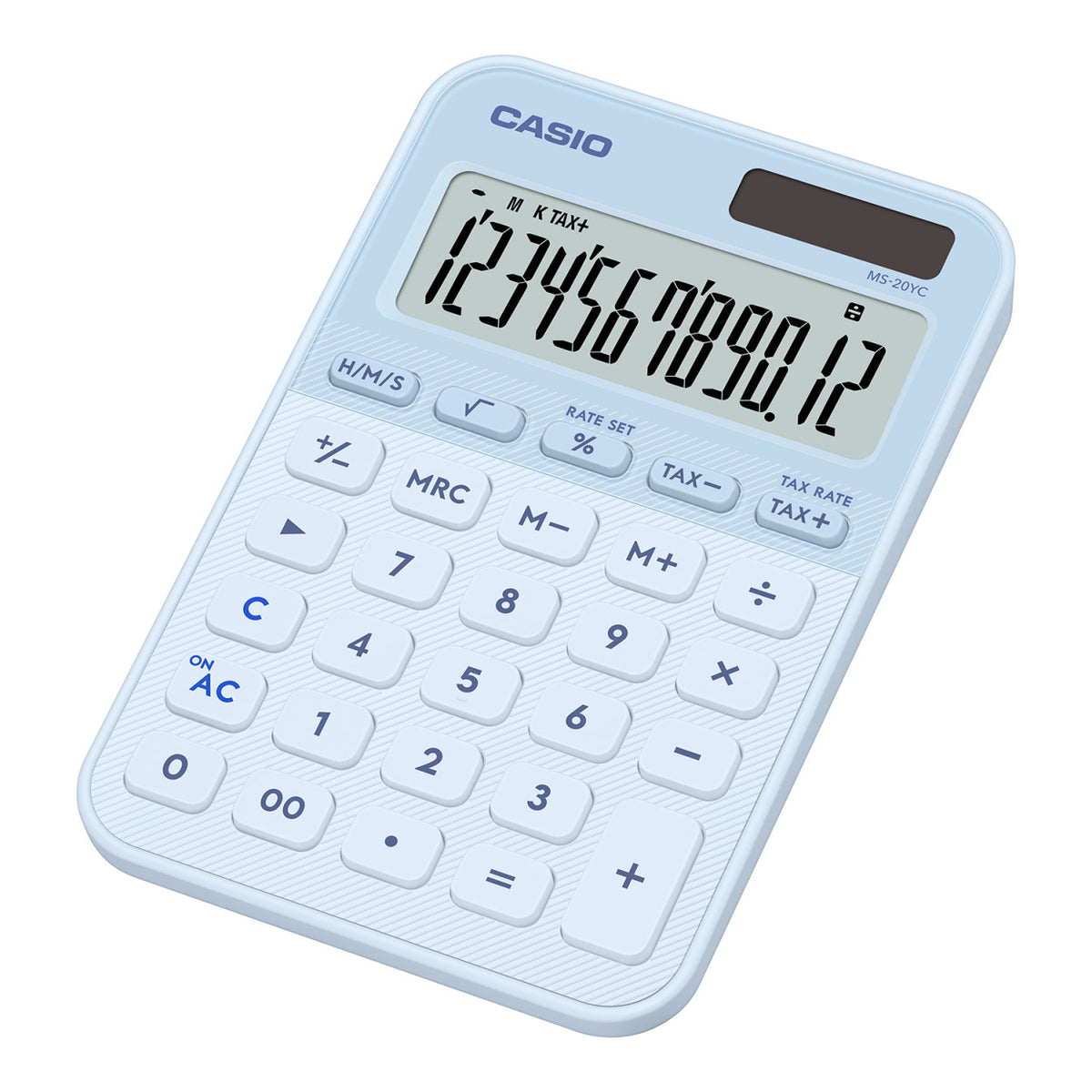 Casio MS-20YC-LB 12-Digit Desk Calculator - Light Blue