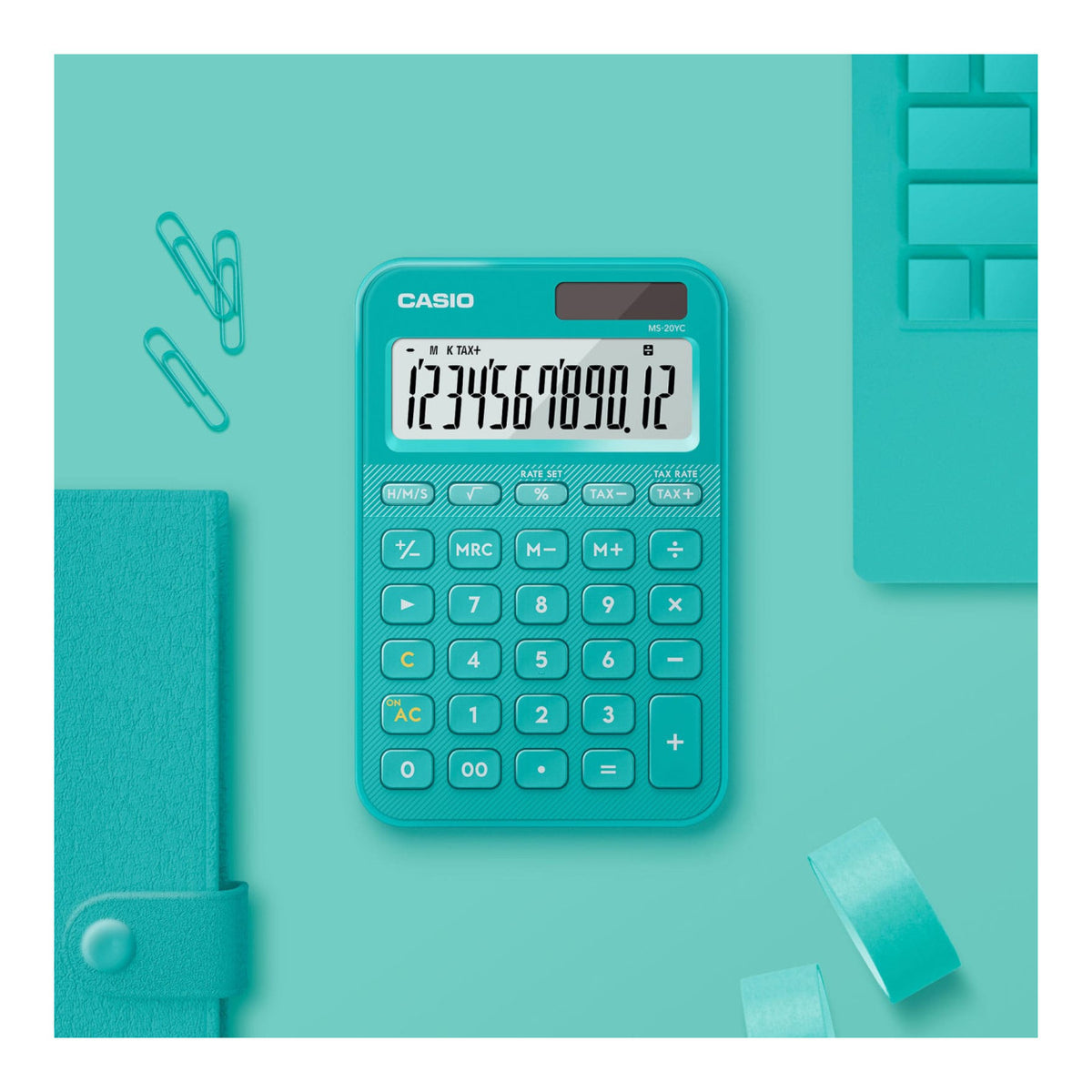Casio MS-20YC-TU 12-Digit Desk Calculator - Turquoise