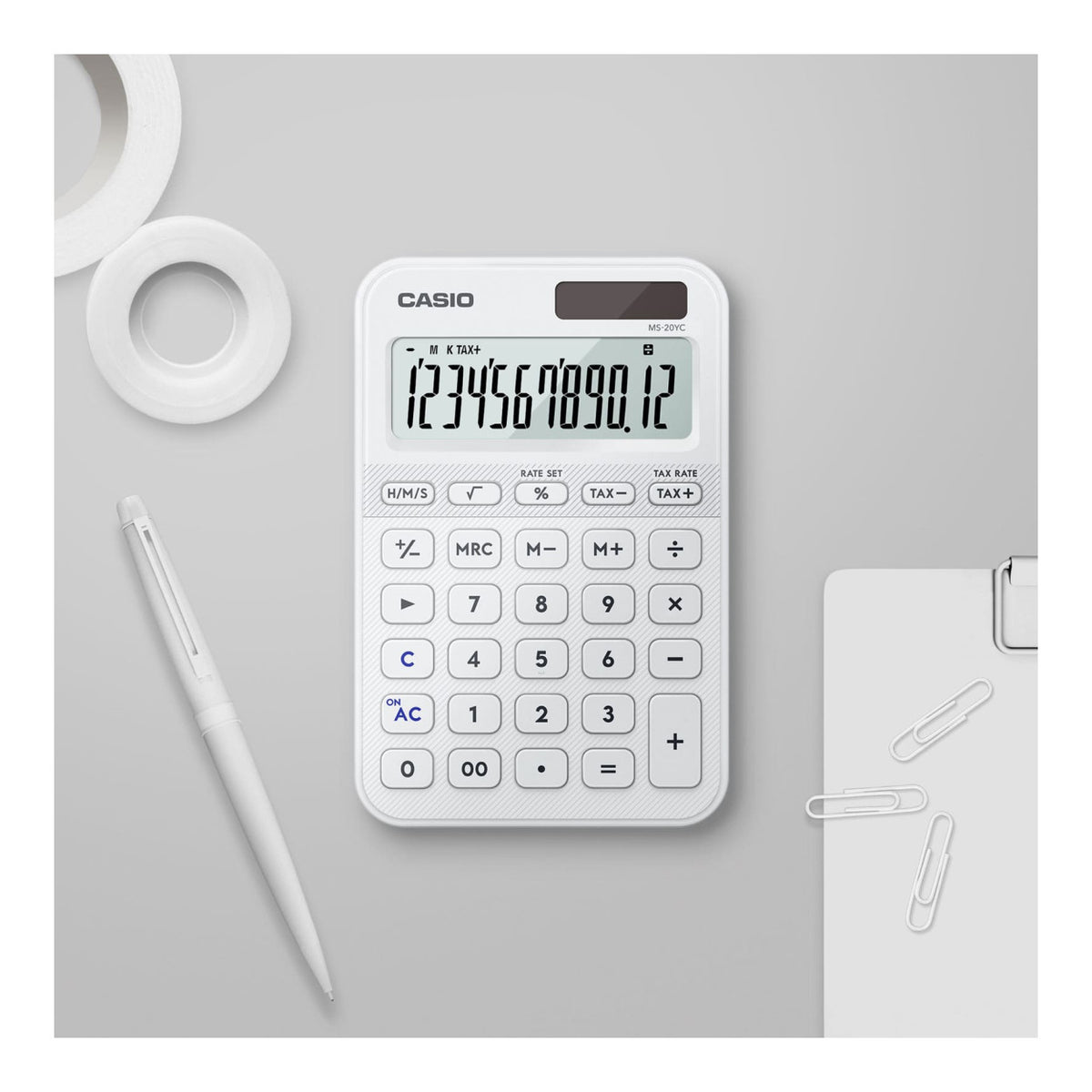 Casio MS-20YC-WE 12-Digit Desk Calculator - White