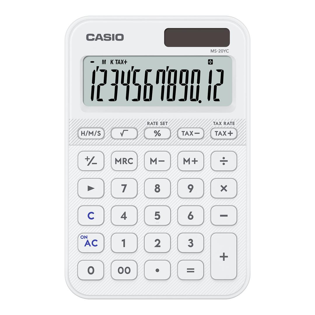 Casio MS-20YC-WE 12-Digit Desk Calculator - White