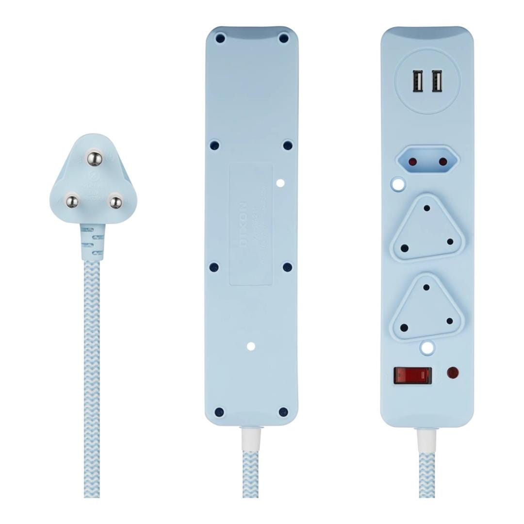 Switched 0.5m 2x3 Way Surge Multiplug with Dual USB Ports Blue MS-8501-05-BL-BUN