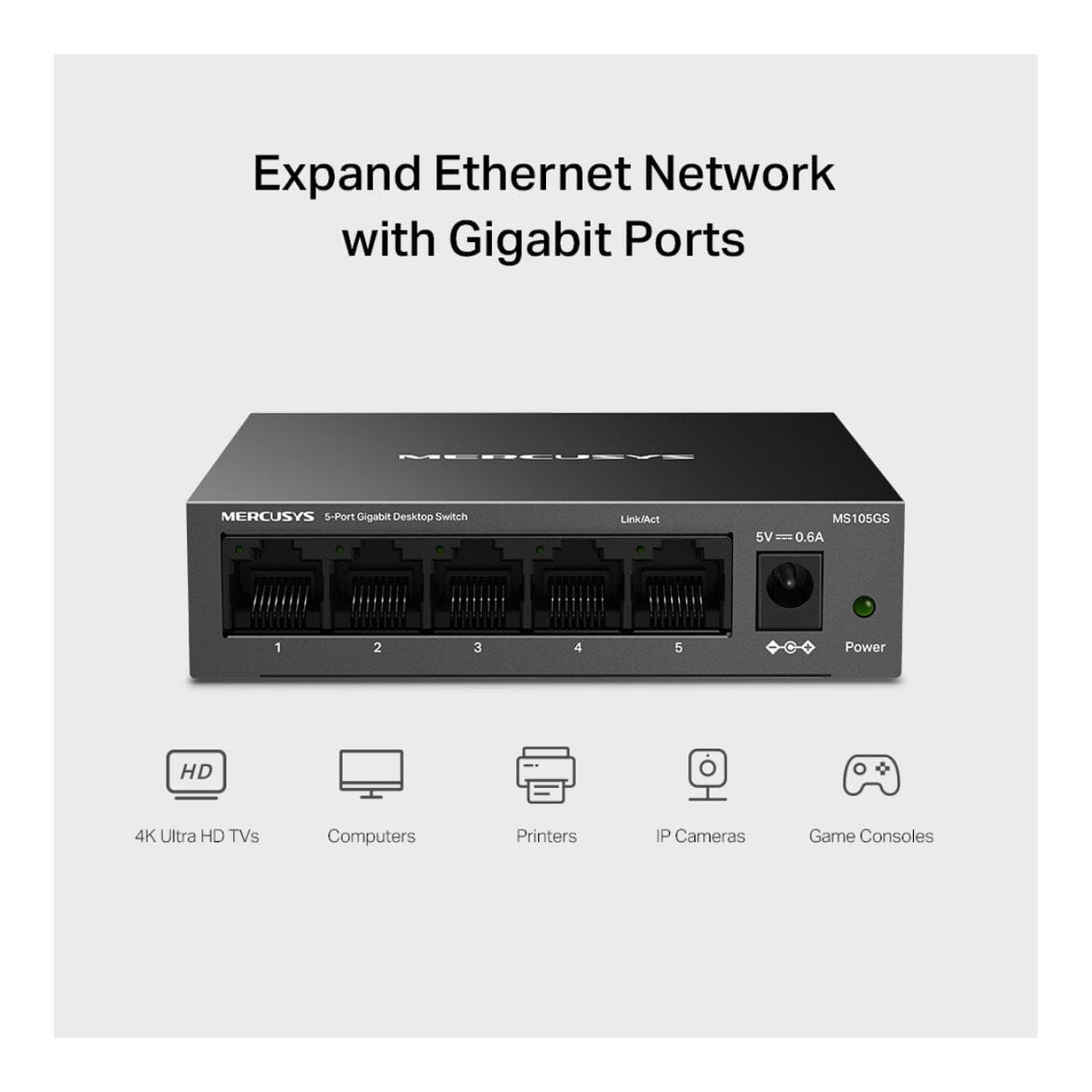 Mercusys MS105GS 5-Port Gigabit Desktop Switch