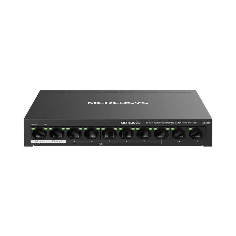 Mercusys 10-port 10/100Mbps Desktop Switch with 8-port PoE+ MS110P