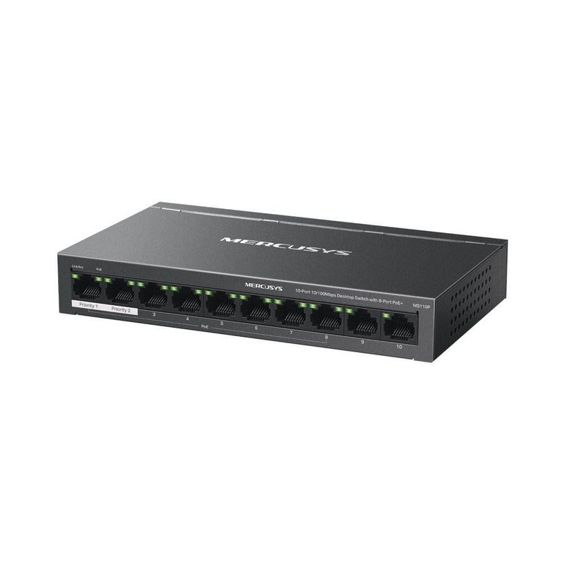 Mercusys 10-port 10/100Mbps Desktop Switch with 8-port PoE+ MS110P