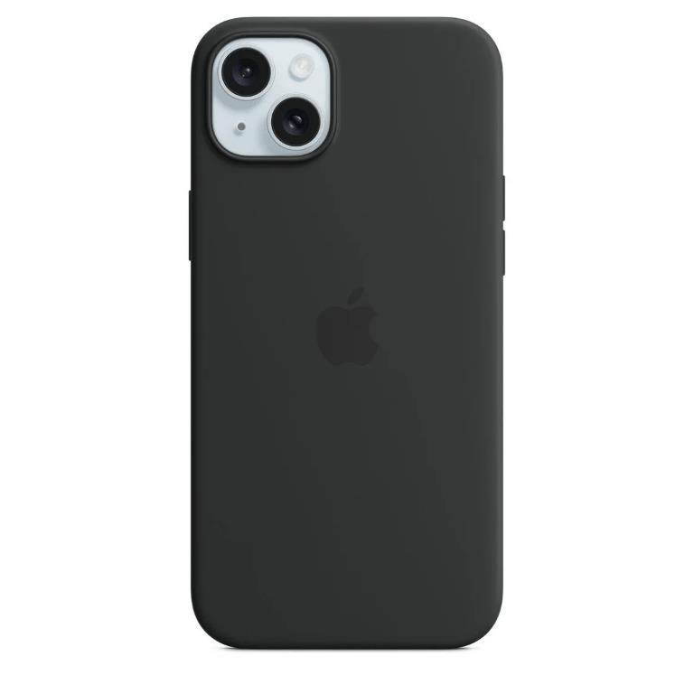 Apple iPhone 15 Plus Silicone Black Case with MagSafe Support