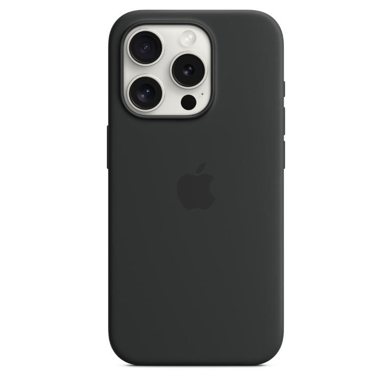 Apple iPhone 15 Pro Black Silicone Case with MagSafe Support