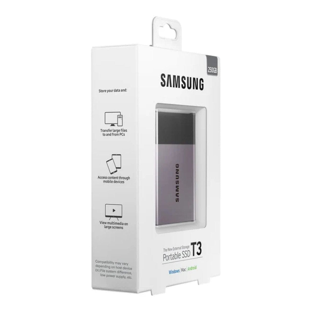 Samsung T3 250GB Black and Silver External SSD MU-PT250B/WW
