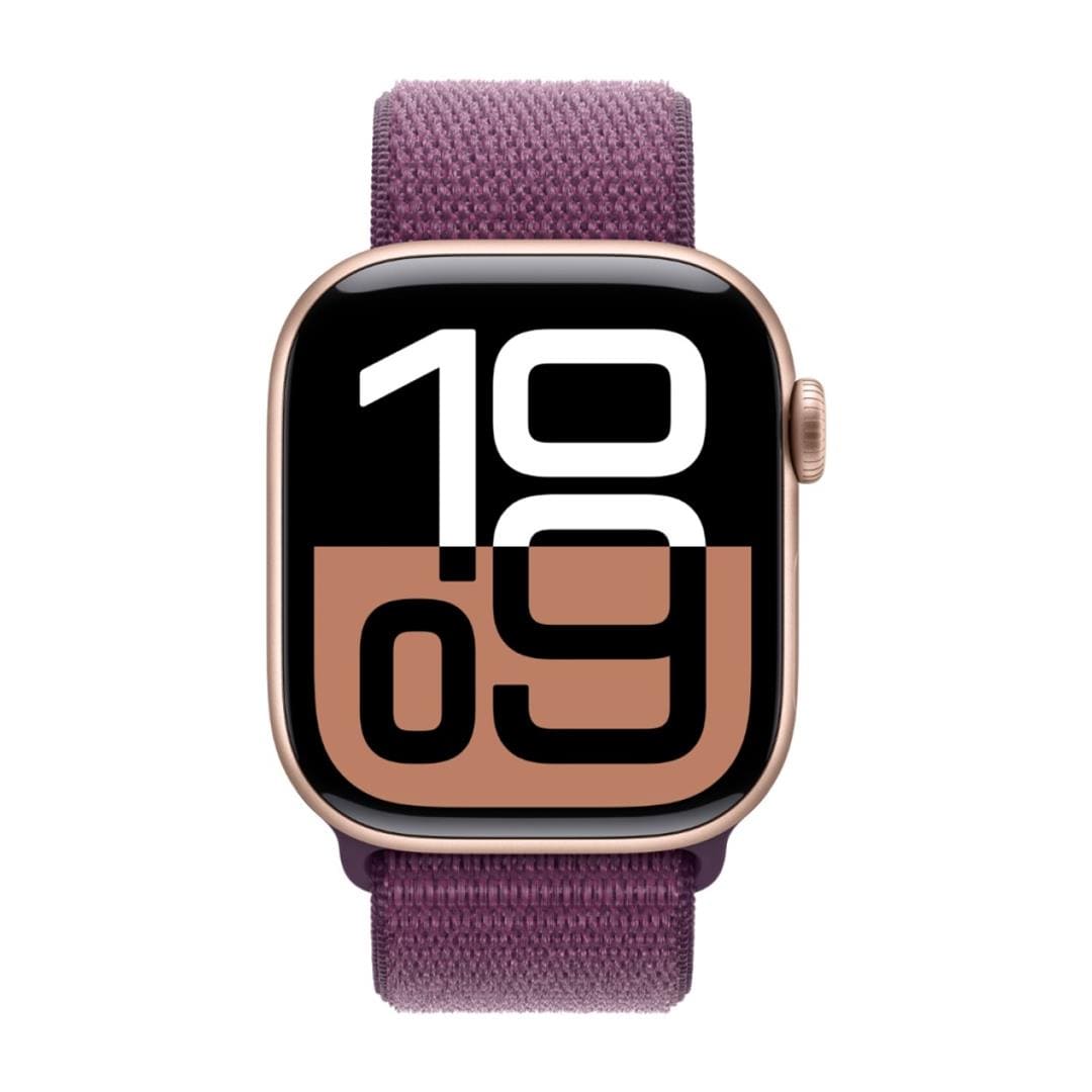 Apple Watch Series 10 GPS 42mm Aluminium Case with Plum Sport Loop - Rose Gold MWWK3QA/A