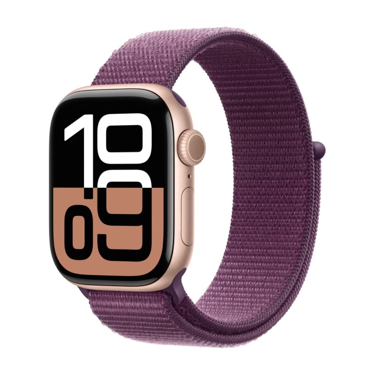 Apple Watch Series 10 GPS 42mm Aluminium Case with Plum Sport Loop - Rose Gold MWWK3QA/A