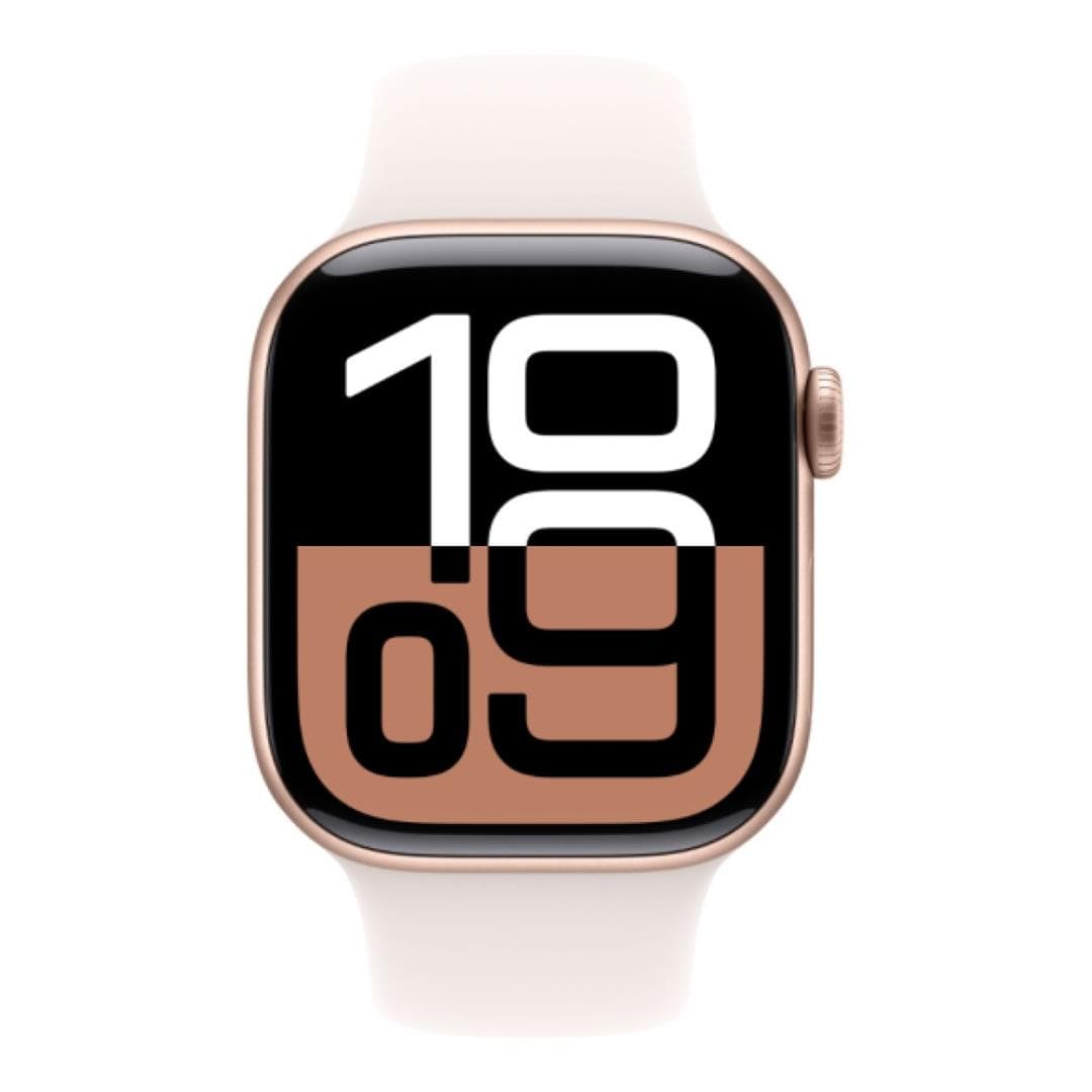 Apple Watch Series 10 GPS 46mm Rose Gold Aluminium Case with Light Blush Sport Band - Medium/Large MWWU3QA/A