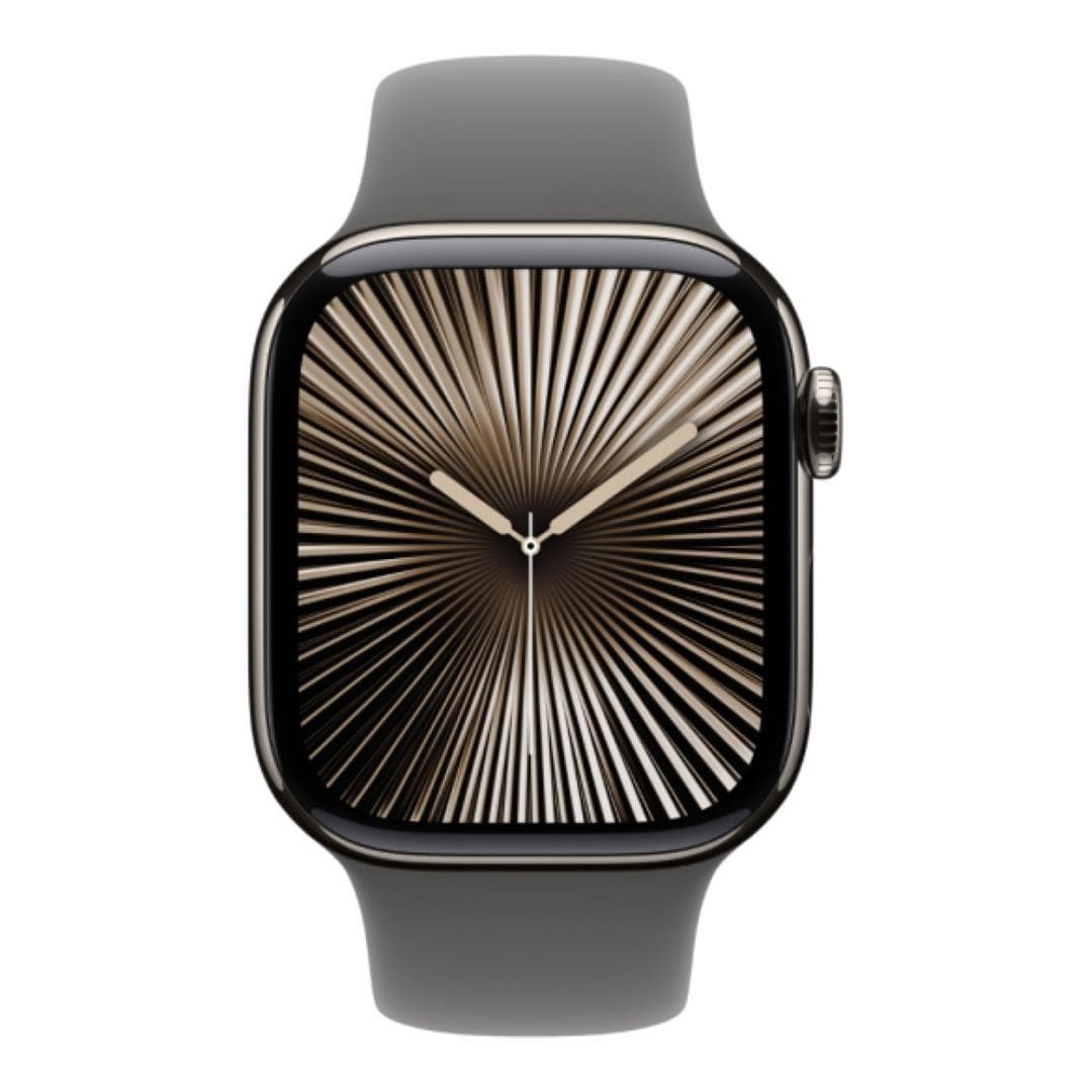 Apple Watch Series 10 GPS LTE 42mm Natural Titanium Case with Stone Grey Sport Band - Medium/Large MWXE3QA/A