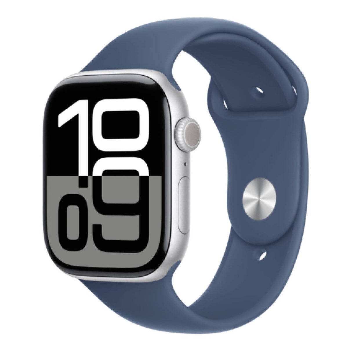 Apple Watch Series 10 GPS LTE 46mm Silver Aluminium Case with Denim Sport Band - Small/Medium MWY03QA/A